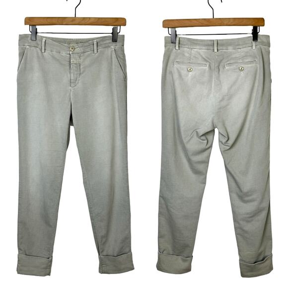 Closed | Official Stewart Washed Gray Soft Chino Mid Rise Cuffed Crop Pants - Picture 1 of 9